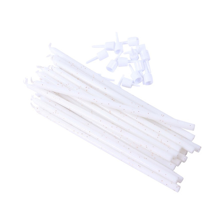 PME Zestaw 16 wysokich świeczek z podstawkami 18 cm biały