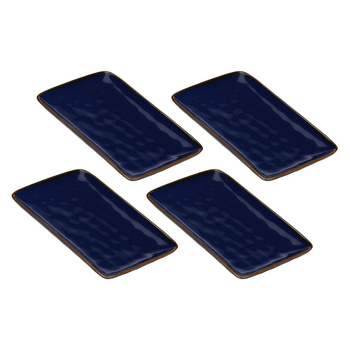 ROSE&TULIPANI CONCERTO BLU COBALTO Zestaw 4 tac prostokątnych 20 x 13 cm