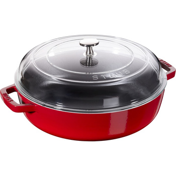 STAUB Patelnia żeliwna z pokrywką 28 cm, czerwony