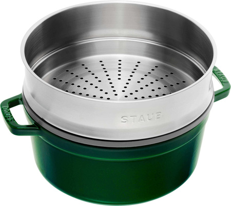 STAUB LA COCOTTE Garnek żeliwny okrągły z wkładem 5.2 ltr, zielony