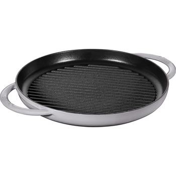 STAUB Okrągła patelnia żeliwna grillowa z dwoma uchwytami 30 cm, grafitowy