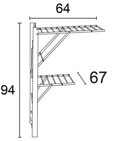 ARREDAMENTI KEVIN Naścienna suszarka na pranie - 64 x 67 cm, Brązowy
