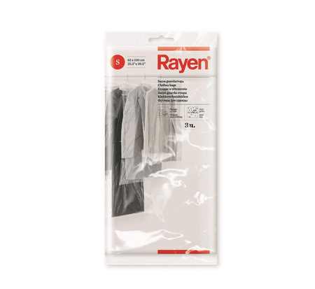 RAYEN Zestaw 3 przezroczystych pokrowców na odzież S
