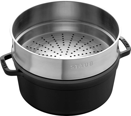 STAUB LA COCOTTE Garnek żeliwny okrągły z wkładem 5.2 ltr, czarny