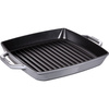 STAUB Kwadratowa patelnia żeliwna grillowa z dwoma uchwytami 28 cm, grafitowy