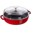 STAUB Patelnia żeliwna z pokrywką 28 cm, czerwony