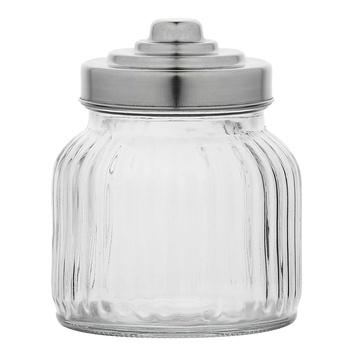 LA PORCELLANA BIANCA TUSCANIA Pojemnik szklany żebrowany 600 ml