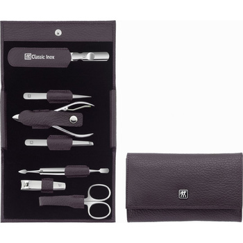 ZWILLING CLASSIC INOX Zestaw podróżny - fioletowe skórzane etui, 7 elementów