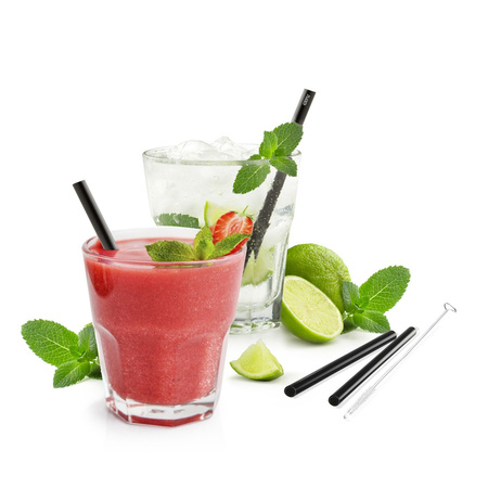 GEFU FUTURE Zestaw 4 czarnych słomek 13 cm