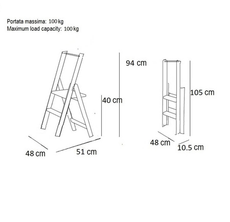 ARREDAMENTI KIMORA 2 Drabina - 94 x 48 cm, brązowy