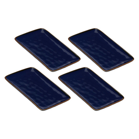 ROSE&TULIPANI CONCERTO BLU COBALTO Zestaw 4 tac prostokątnych 20 x 13 cm