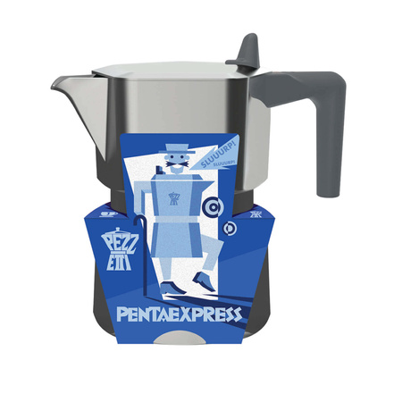 PEZZETTI PENTAEXPRESS Aluminiowa kawiarka (6 filiżanek) - Srebrny
