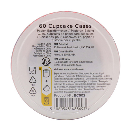 PME Papilotki do pieczenia babeczek (60 sztuk) czerwony
