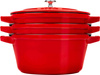 STAUB Zestaw 3 naczyń + pokrywka 24 cm czerwony