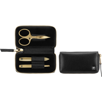 ZWILLING TWINOX GOLD EDITION Zestaw do manicure – czarne skórzane etui, 3 elementy