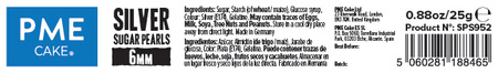 PME Cukrowe perełki dekoracyjne 100 g 6 mm, srebrny
