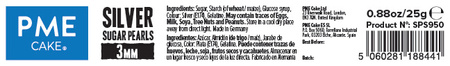 PME Cukrowe perełki dekoracyjne 100 g 3 mm, srebrny