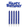 PME Świeczki niebieskie Happy Birthday (16 sztuk) niebieski
