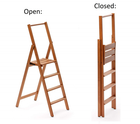 ARREDAMENTI KIMORA 4 Drewniana drabina - 141 cm, Brązowy, 48 cm