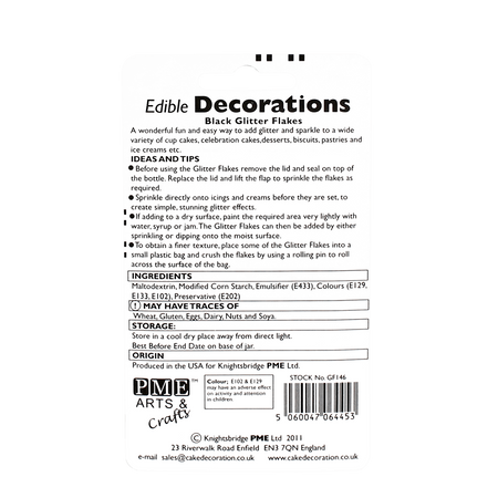 PME Posypka brokat jadalny płatki czarny 7 g czarny