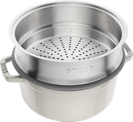 STAUB LA COCOTTE Garnek żeliwny okrągły z wkładem 3.8 ltr truflowy