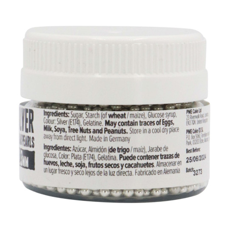PME Cukrowe perełki dekoracyjne 100 g 2.3 mm, srebrny