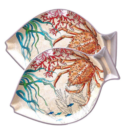 ROSE&TULIPANI SEA LIFE Zestaw 2 talerzy z melaminy ryby 33 x 23 cm