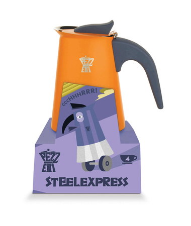 PEZZETTI STEELEXPRESS Emaliowana kawiarka stalowa indukcyjna (10 filiżanek) - Pomarańczowy