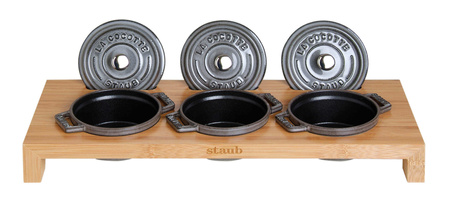 STAUB Stand na 3 mini cocotte drewniany