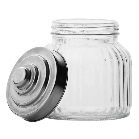 LA PORCELLANA BIANCA TUSCANIA Pojemnik szklany żebrowany 600 ml