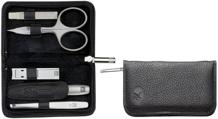 ZWILLING TWINOX Zestaw podróżny - czarne skórzane etui, 5 elementów