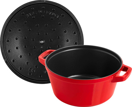 STAUB Zestaw 2 naczyń + pokrywka 24 cm czerwony