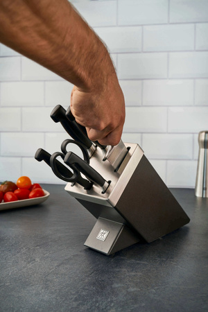 ZWILLING FOUR STAR Zestaw 5 noży w bloku samoostrzącym szary