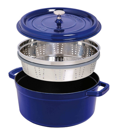 STAUB LA COCOTTE Garnek żeliwny okrągły z wkładem 5.2 ltr, niebieski