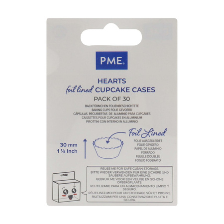 PME Papilotki do babeczek serca (30 sztuk) biały