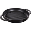 STAUB Okrągła patelnia żeliwna grillowa z dwoma uchwytami 22 cm, czarny