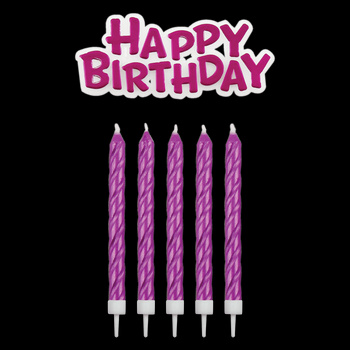 PME Świeczki różowe Happy Birthday (16 sztuk) różowy
