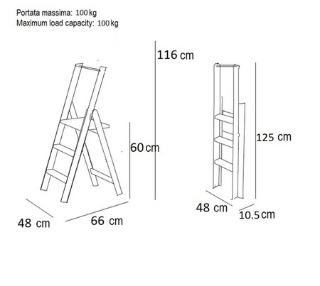 ARREDAMENTI KIMORA 3 Drabina - 116 x 48 cm, brązowy