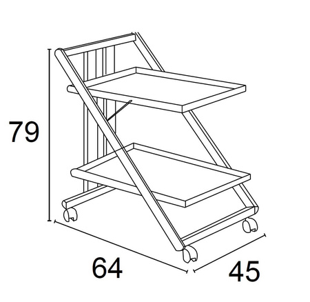 ARREDAMENTI SIMPATY Wózek serwisowy - 64 x 45 cm, brązowy