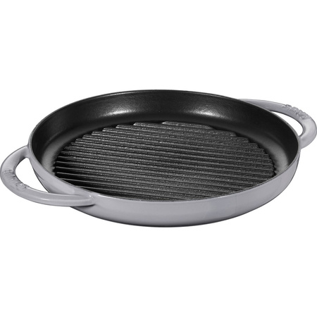STAUB Okrągła patelnia żeliwna grillowa z dwoma uchwytami 26 cm, grafitowy