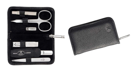 ZWILLING TWINOX Zestaw podróżny - czarne skórzane etui, 5 elementów