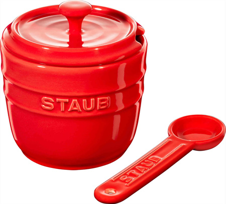 STAUB STORAGE Pojemnik na sól z łyżeczką 9 cm, czerwony