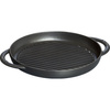 STAUB Okrągła patelnia żeliwna grillowa z dwoma uchwytami 26 cm, czarny