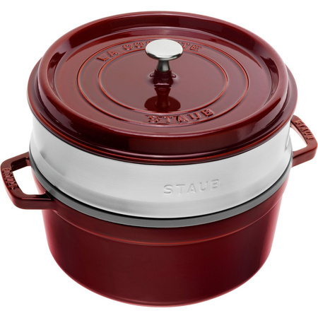 STAUB LA COCOTTE Garnek żeliwny okrągły z wkładem 5.2 ltr, grenadynowy