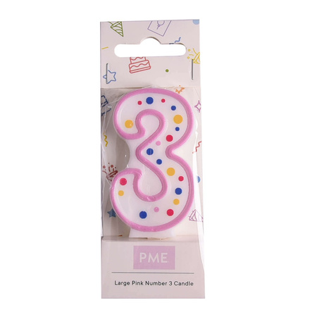 PME Świeczka cyfra 3, różowy