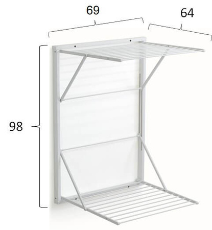 ARREDAMENTI KORAL Naścienna suszarka na pranie - 98 x 69 cm, Biały