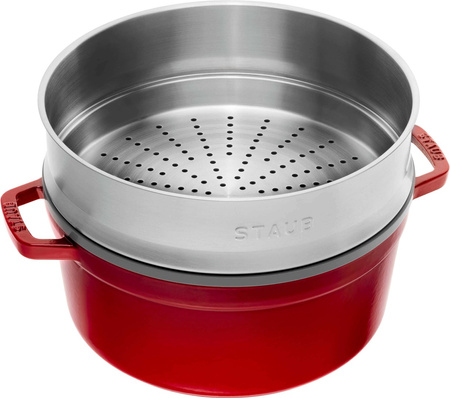 STAUB LA COCOTTE Garnek żeliwny okrągły z wkładem 5.2 ltr, czerwony
