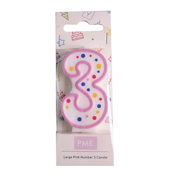 PME Świeczka cyfra 3, różowy
