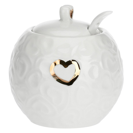 LA PORCELLANA BIANCA VALENTINO ORO Zdobiona cukiernica z pokrywką i łyżeczką 270 ml