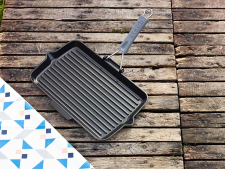STAUB Prostokątna patelnia żeliwna grillowa 34 x 21 cm, czarny